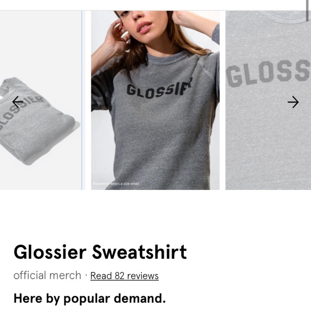 Glossier crewneck sweatshirt